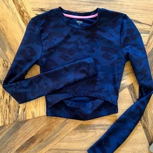 Aqua Athletic Blue Camo Crop long sleeve